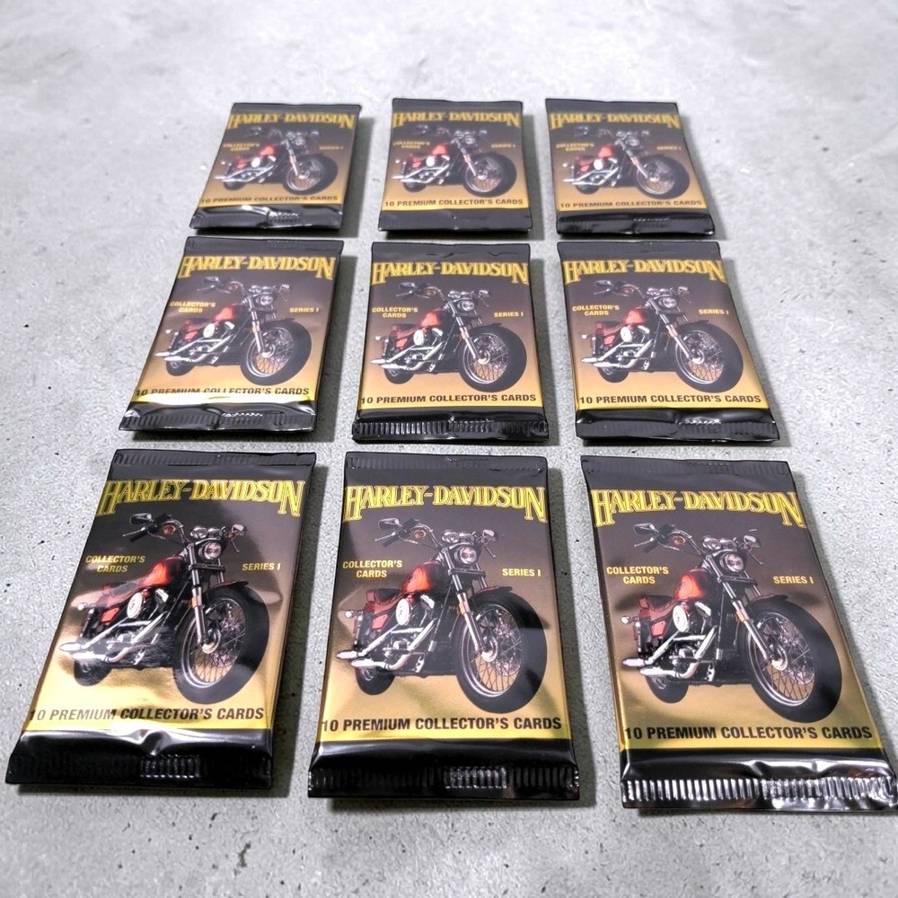 VTG 1992 Harley-Davidson Series 1 Collector Cards Lot of 9 Sealed Packs 90 Total
